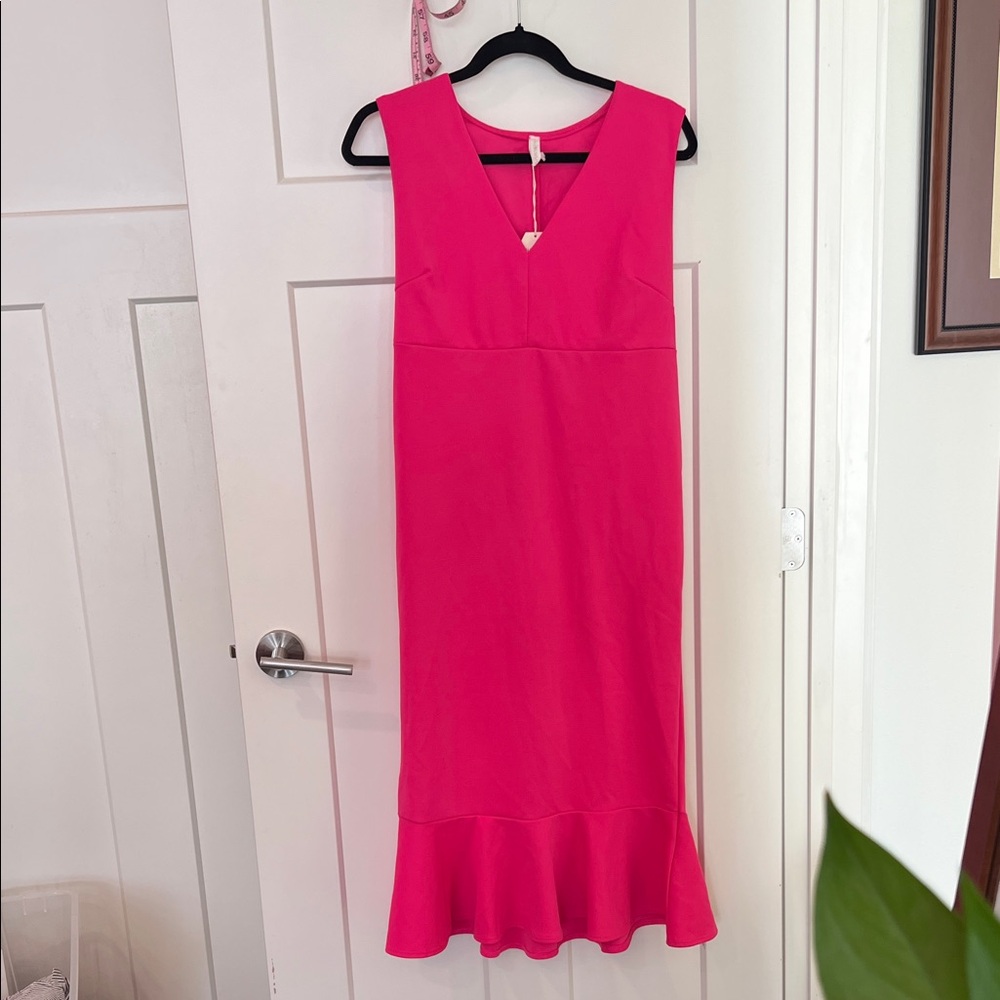 Pinkblush Hot Pink Maternity Sleeveless Midi Dress New with Tags NWT